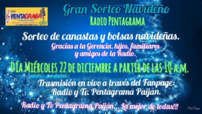 GRAN SORTEO DE CANASTAS NAVIDEÑAS Y BOLSAS DE VIVERES ESTE MIERCOLES 22 A LAS 10 DE LA MAÑANA